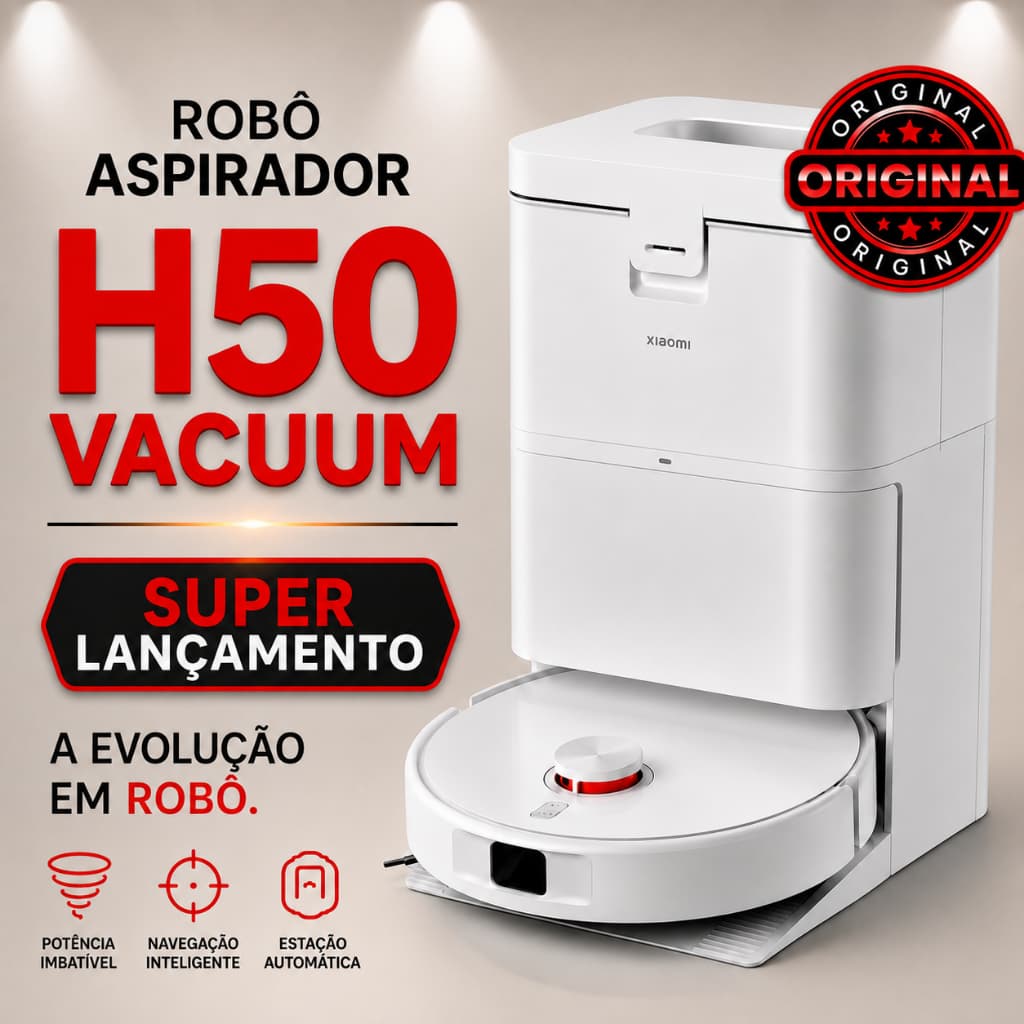 Robô aspirador H50 Mop Giratório Lavagem automática Estação autolimpante + sucção potente 10.000Pa.