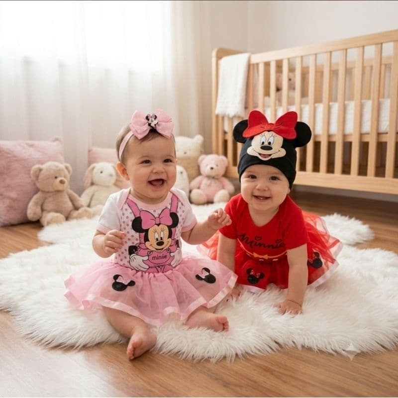 Body Bebê Minnie Vermelha Minnie Rosa Fantasia Mesversário Ensaio Fotográfico Promoção Bory Miney Minie Minei