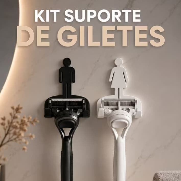 Kit 2 Suportes para Gilete | Organizador de Parede para Banheiro | Design Minimalista