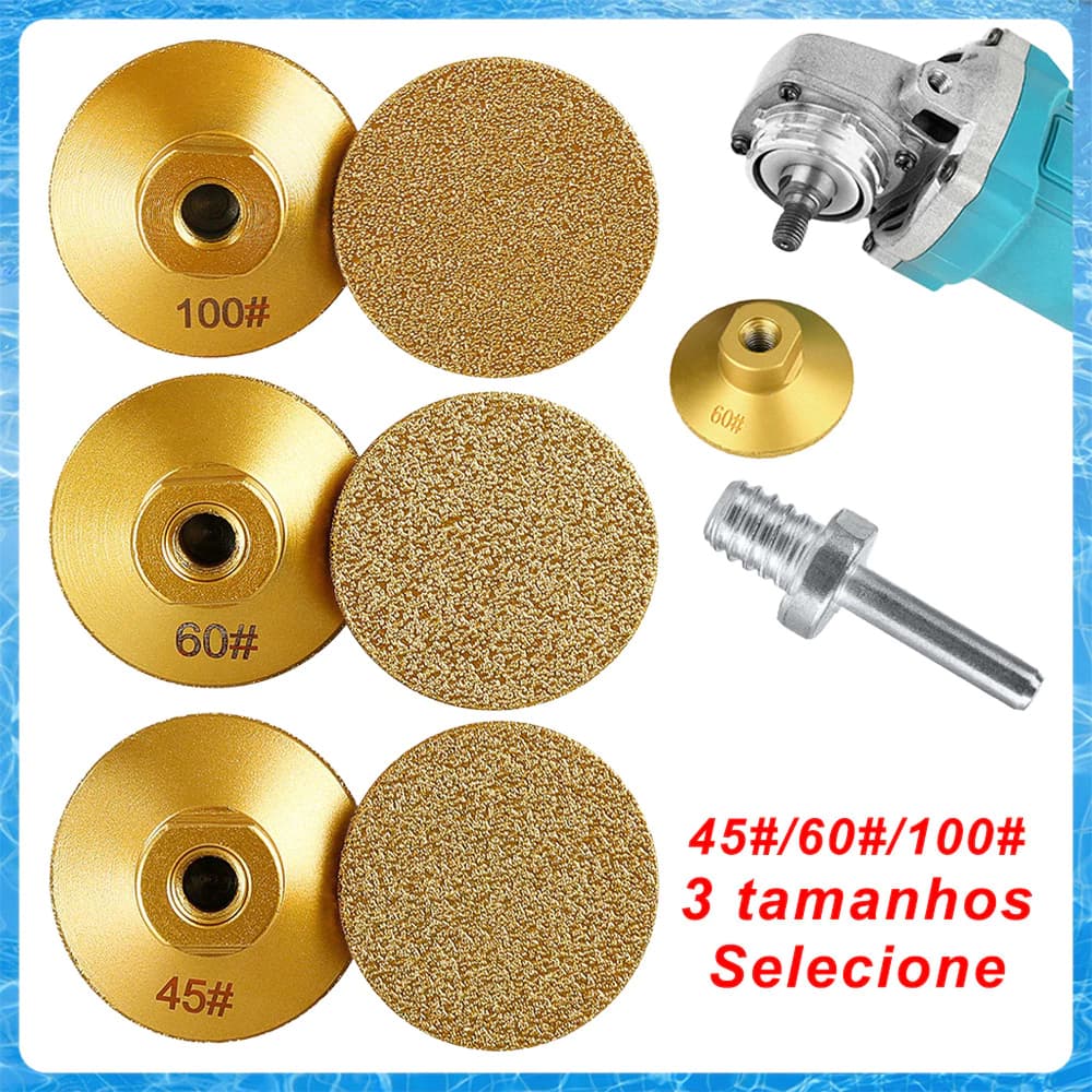 Rebolo Roscado M14 50mm 45#/60#/100# Cerâmica Diamantada,para Polimento Várias Ladrilhos de Pedra,Com barra ligação