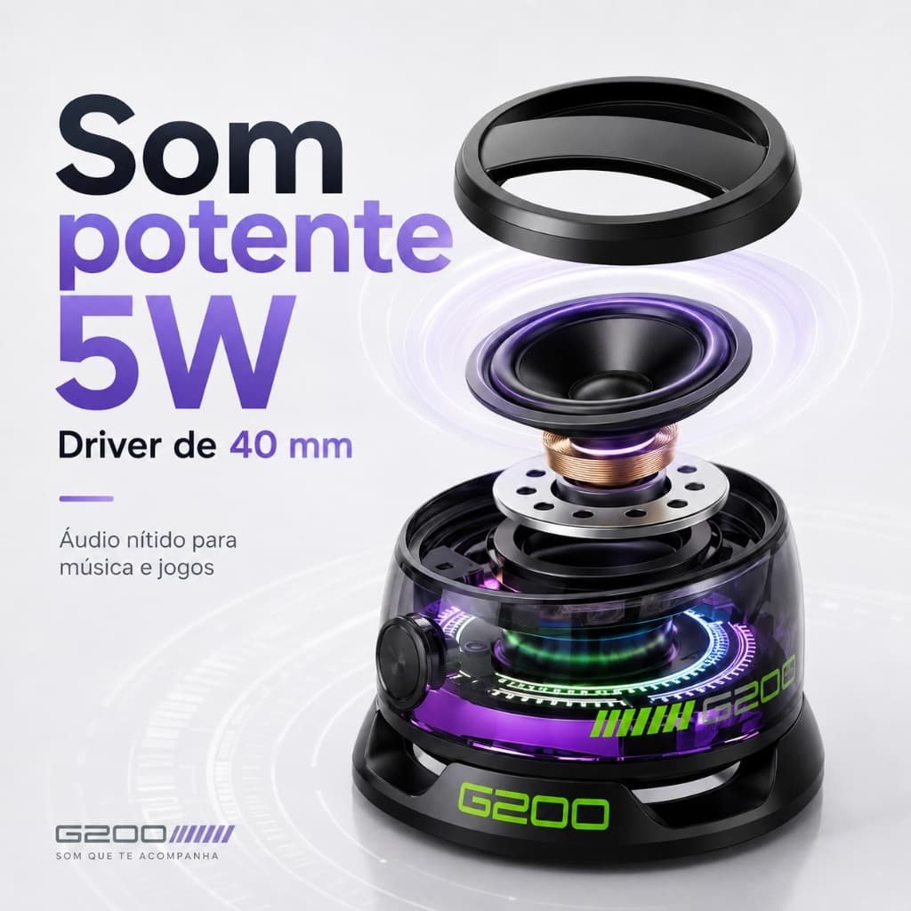 Caixa De Som Led Bluetooth Magnético Portátil Atmosfera Colorida à Prova D'água Mini Com Luz Estéreo Magnética