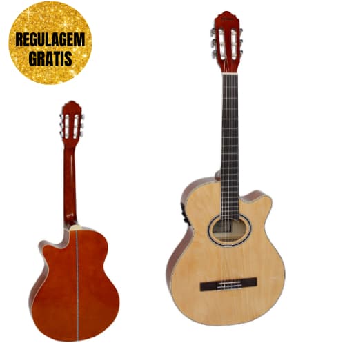 Violão Náilon Eletroacústico Giannini Performance GNF-1D CEQ Natural Gloss (NG) REGULADO PELO LUTHIER