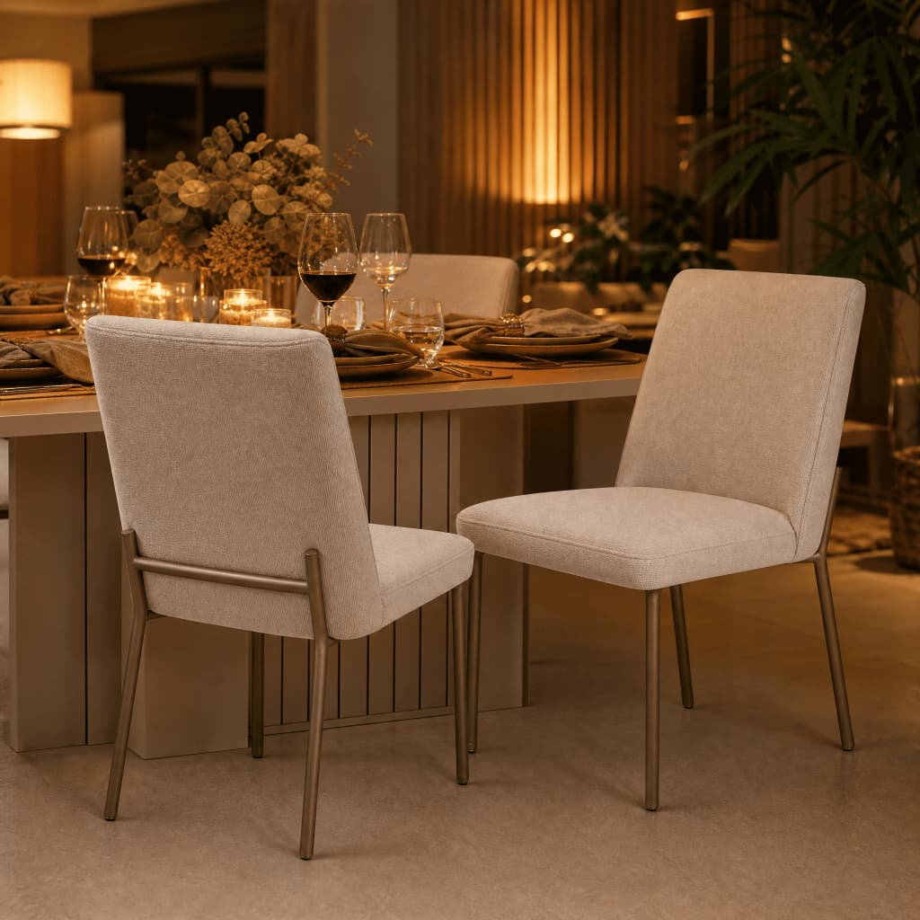 Kit 2 Cadeiras Siena Estofada Sala de Jantar Cozinha Moderna Aço Reforçada Suporta 150kg Confortável Ergonômica Top Luxo