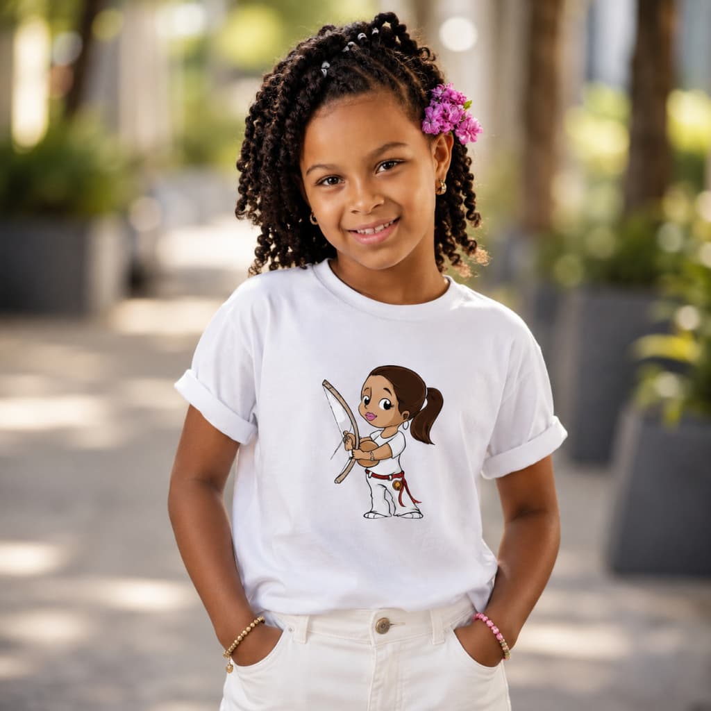 Roupa Camiseta Infantil Capoeira Menininha Berimbau Música Arte Luta