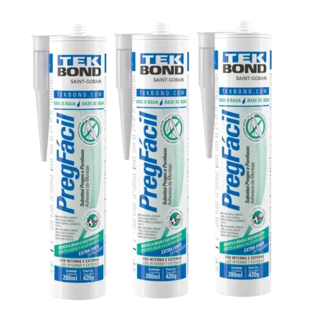Kit 3 Cola Adesivo Preg Fácil 420g 280ml Extra Forte Tekbond