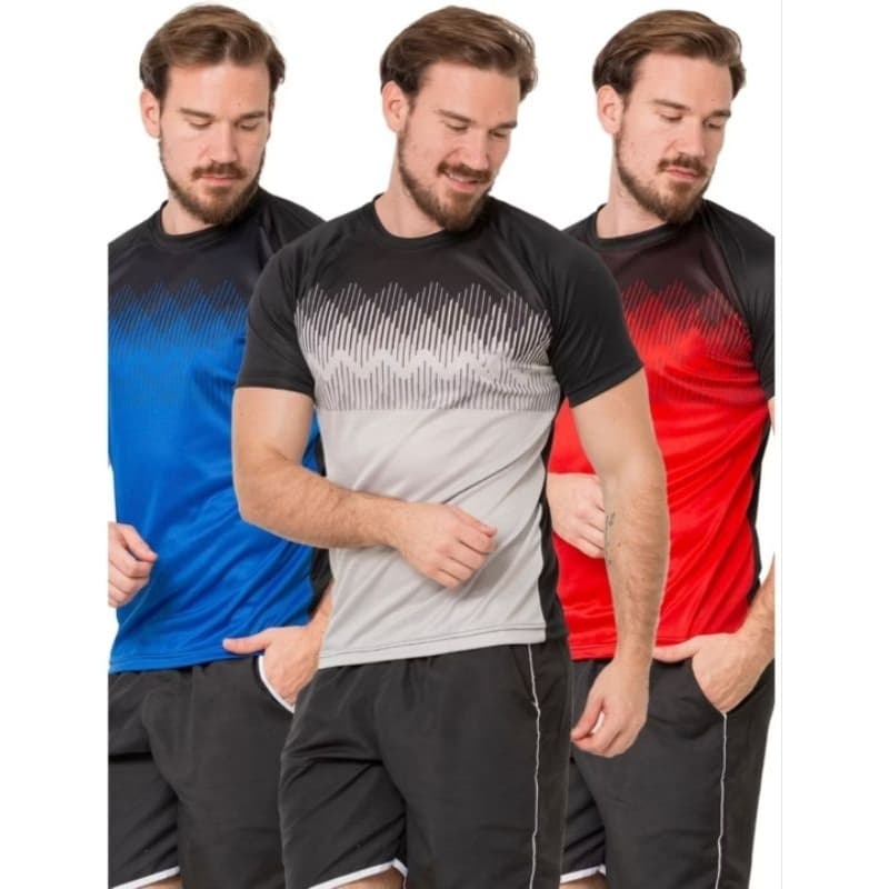 DryFitness Kit 3 Camisas Masculina Casual para Esportes Academia e Corrida Tamanho Especial Dry Fit Premium