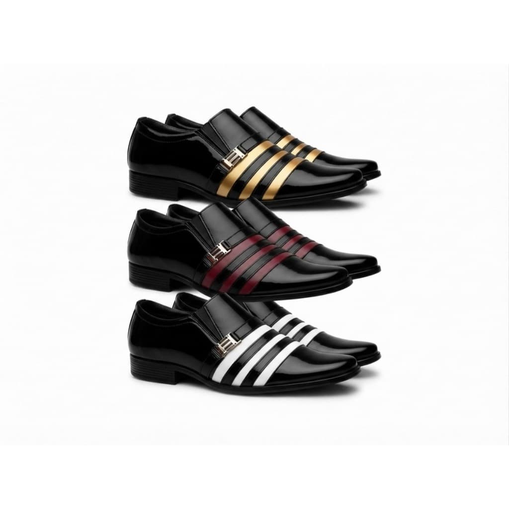 Kit 3 Pares de Sapato Social Masculino Verniz Luxo
