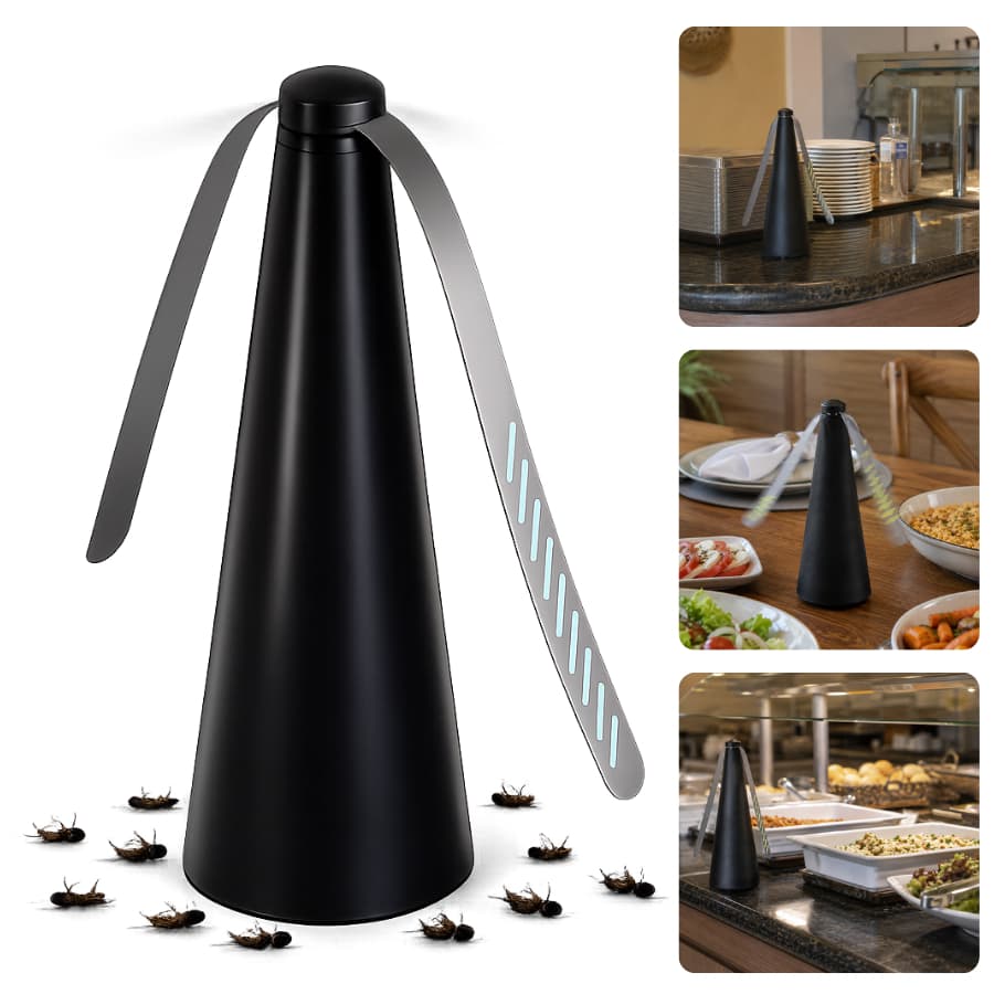 Ventilador Repelente Espanta Moscas Mosquito De Pilha Portátil Mesa Refeições Buffet