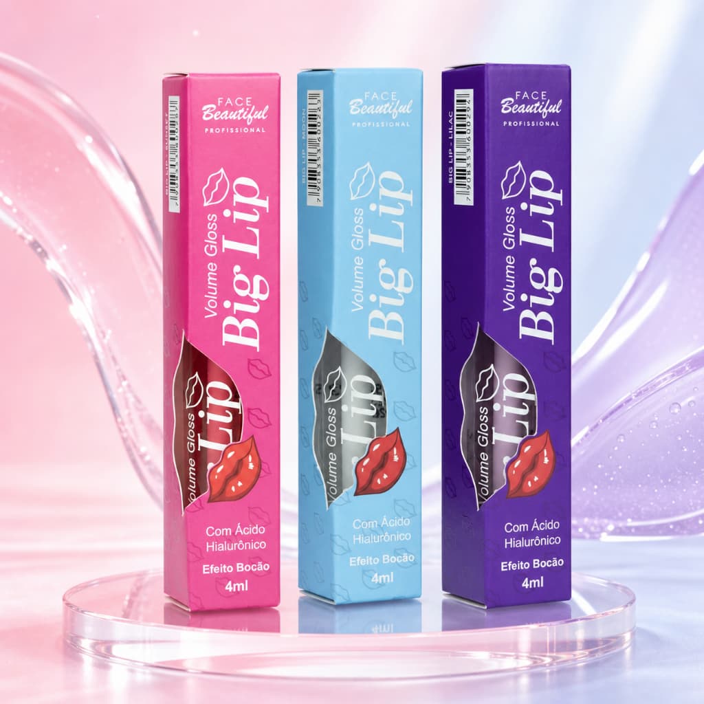 Gloss Aumenta Boca Big Lip Efeito Bocão Face Beutiful Sabores Variados 4ml