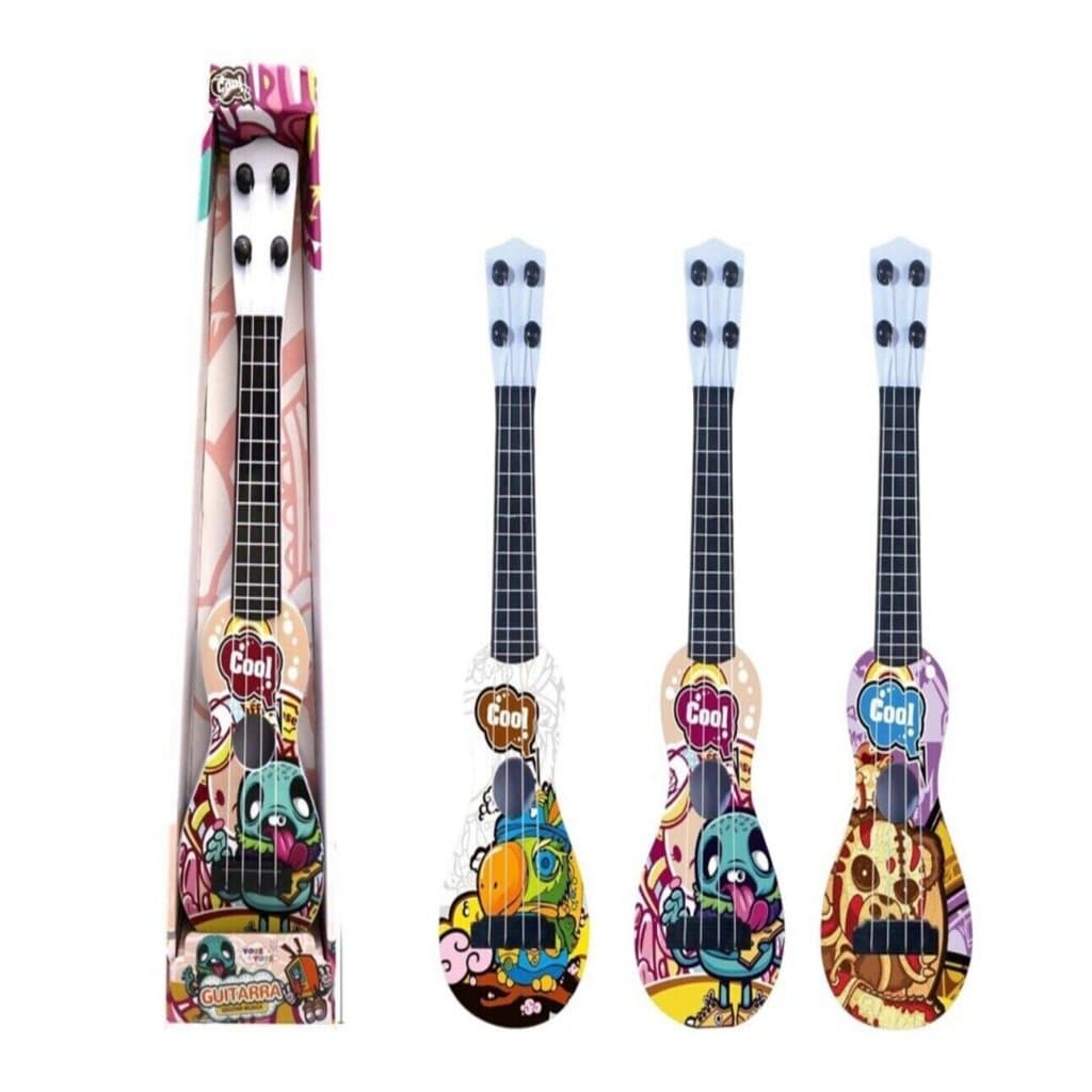 Brinquedo guitarra infantil colorido menino menina violão cordas instrumento