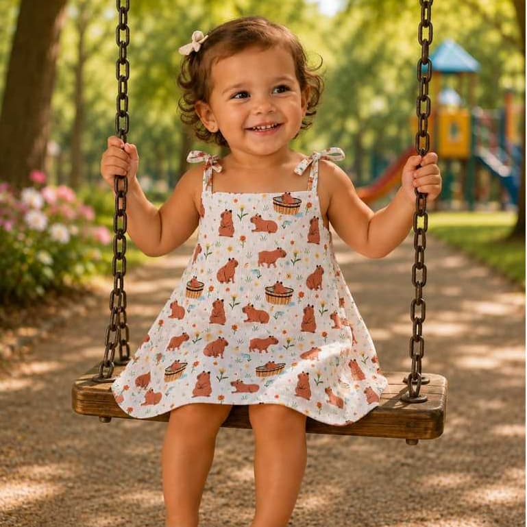 vestido verão raposinha de 1 a 3 anos.