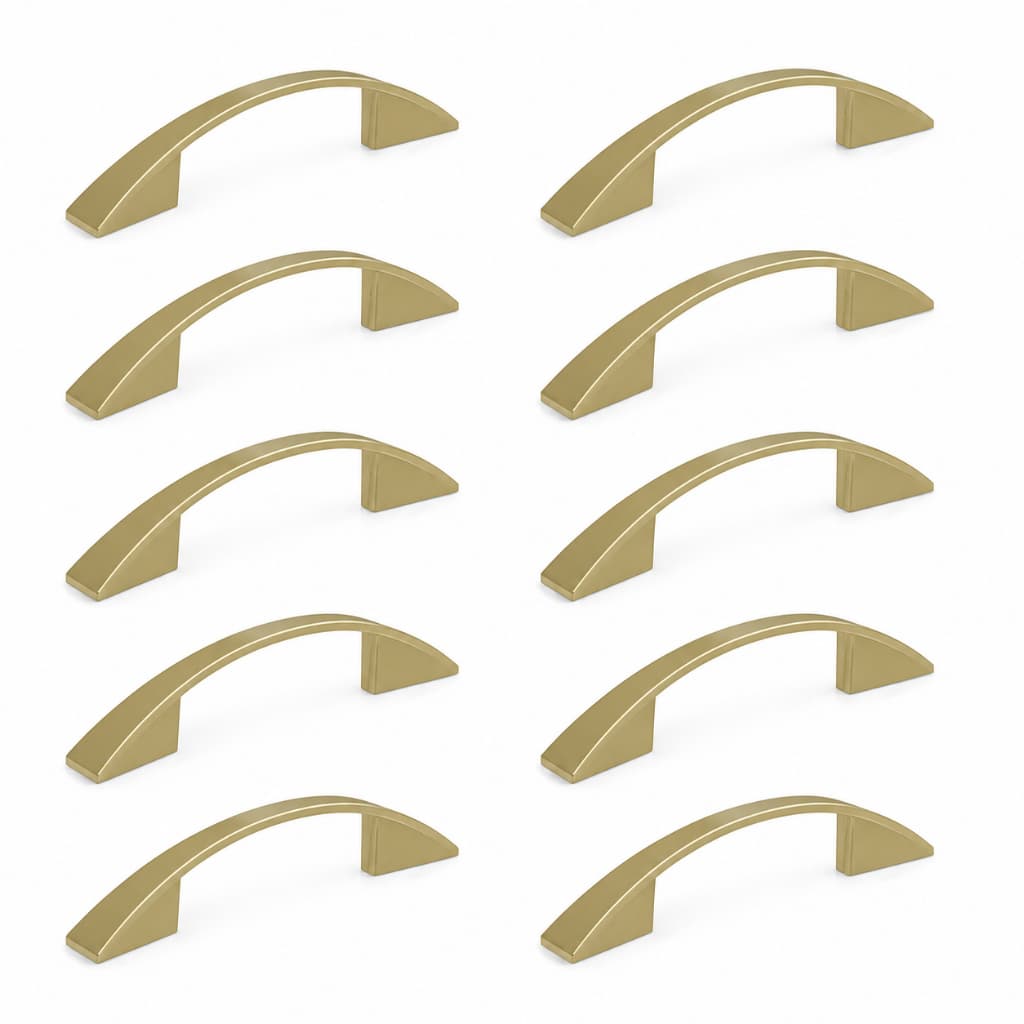 Kit 10 Puxadores IL 2092 Dourado Fosco 64mm Alça Curva Moveis Gavetas Armarios