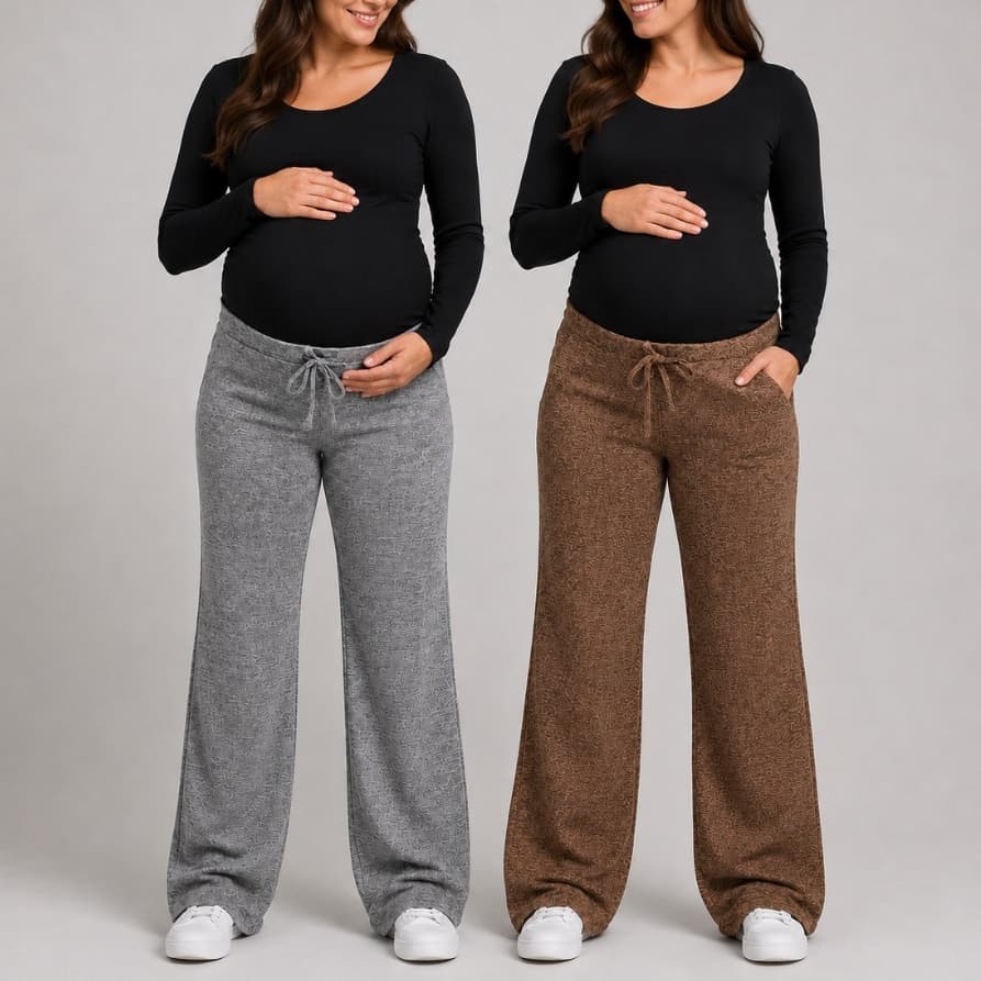Calça Pantalona Feminina Confortável Cintura Alta com Bolso Malha Premium Moda Casual