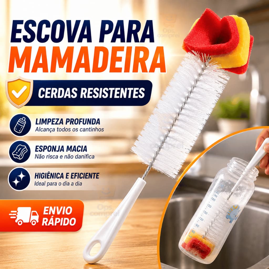 Escova de Limpeza Cabo Longo Para Garrafa Copo Mamadeira