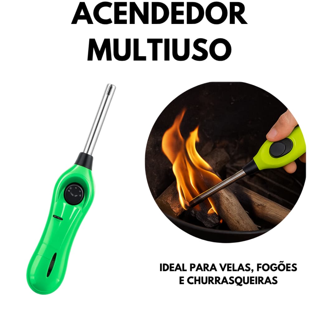Acendedor De Fogão Manual Prático E Seguro Multiuso Com Botão