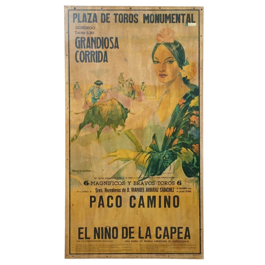 Antigo Cartaz de Tourada Original Espanhol dec. 70 / Modelo 01