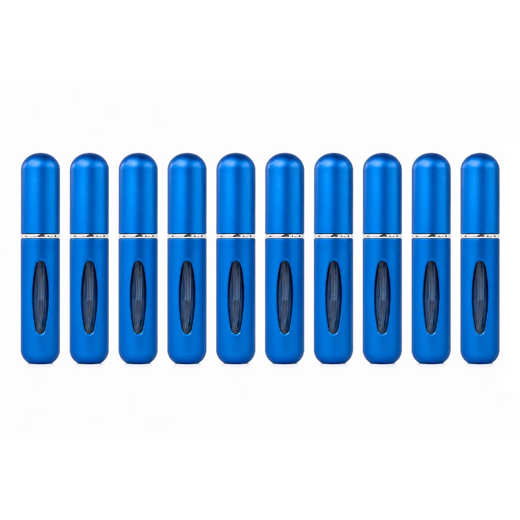 Kit 10 Porta Perfume Recarregável Azul Escuro Atomizador Frasco Portátil 5ml