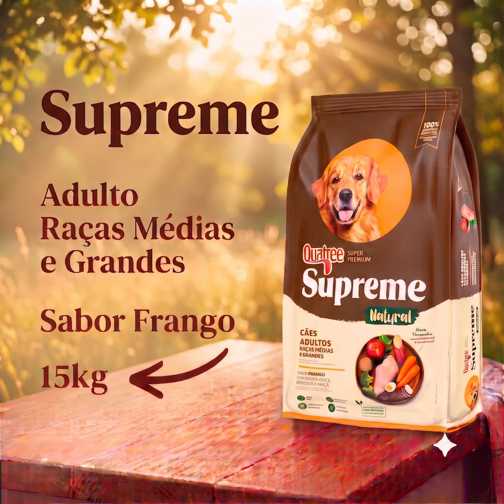 Ração Quatree Supreme Cães Adultos Raças Médias e Grandes 15kg