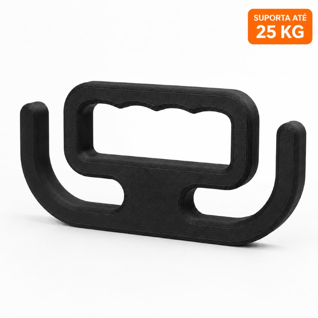 Suporte para Carregar Sacolas de Mercado Alça Ergonômica Reforçada Preta em PETG Kit 1, 2 ou 4 Unidades