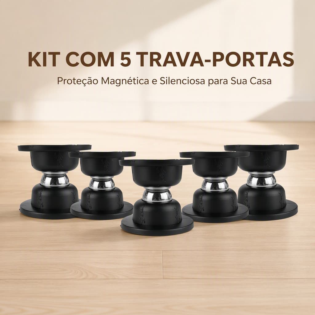 Suporte Magnétiça Para Porta Sem Furos e Fixa com Força Compatível Com Distância Porta-parede até 4,7 cm