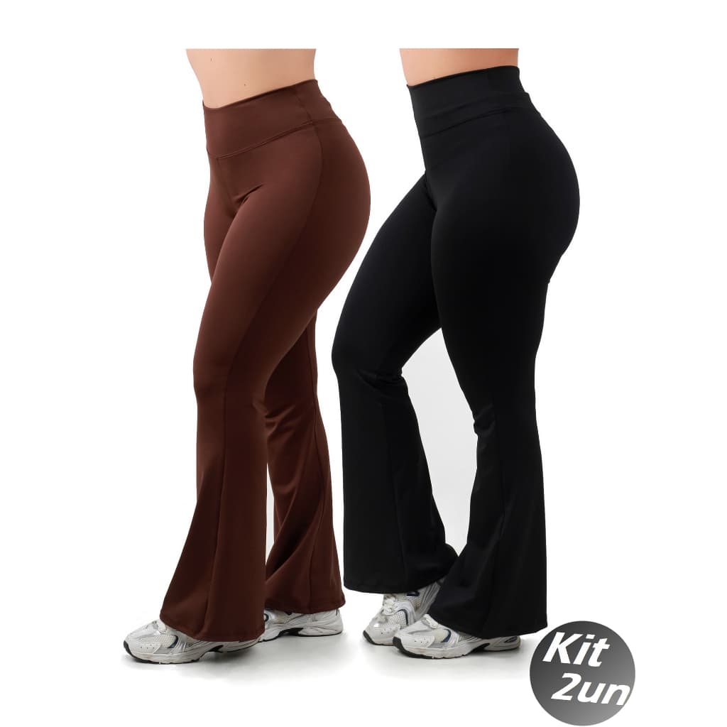 Kit 2 Calça Flare Virginia Cintura Alta Casual e Fitness