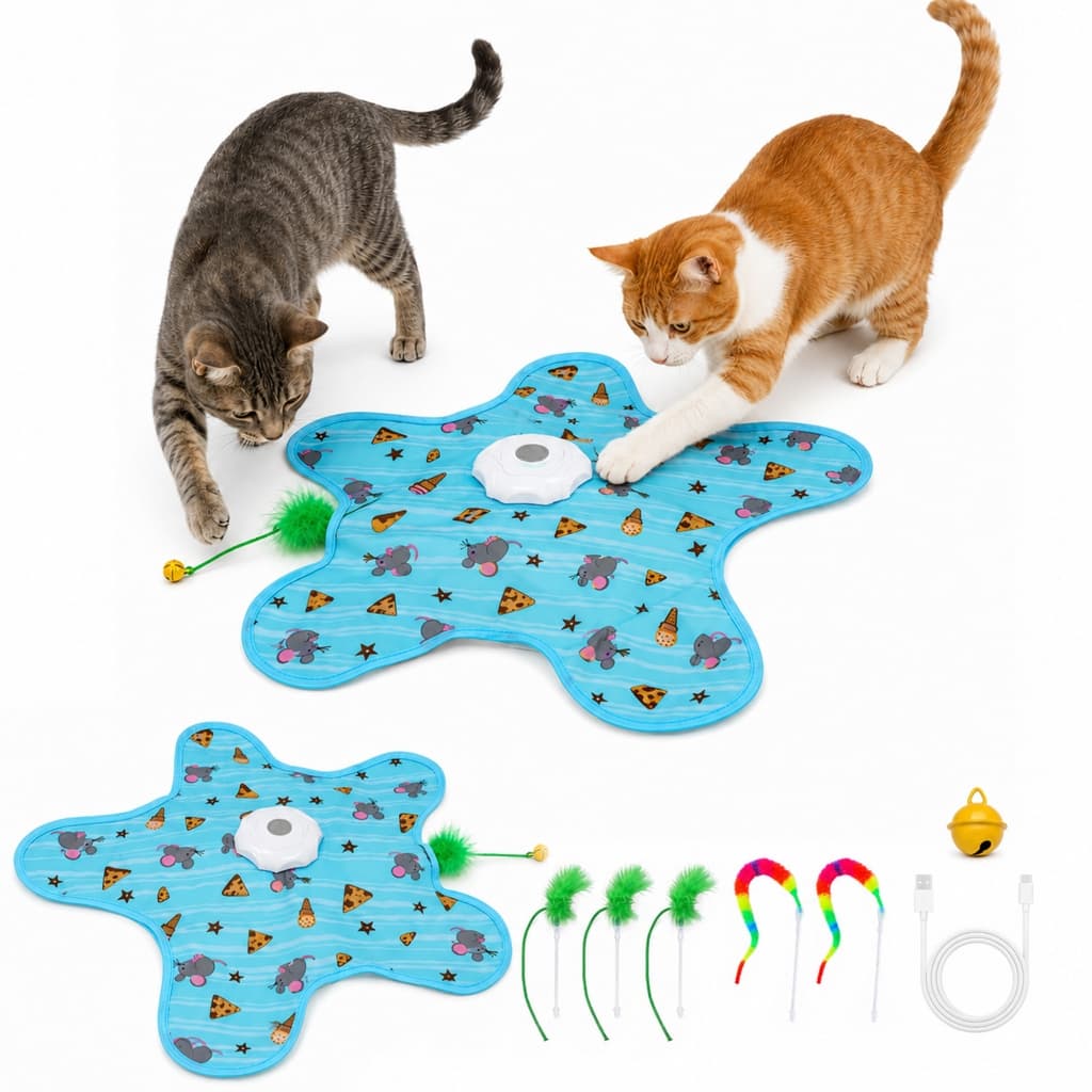 Brinquedo Interativo Gato Movimento Mouse Penas + Brinde