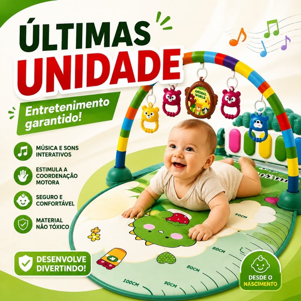 Tapete Musical Infantil Interativo Bebe Educativo Sensorial Verde