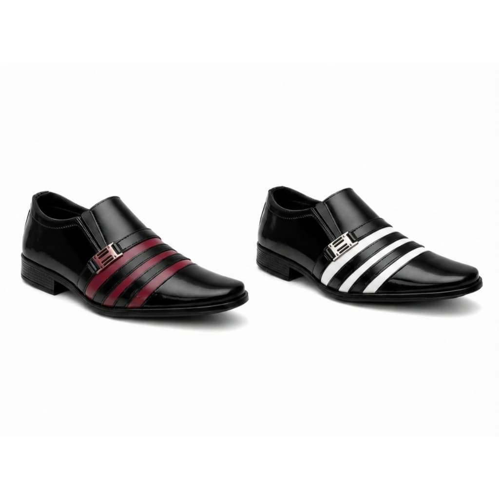 Kit de 2 Pares de Sapato Social Masculino Verniz Brilho Exclusivo