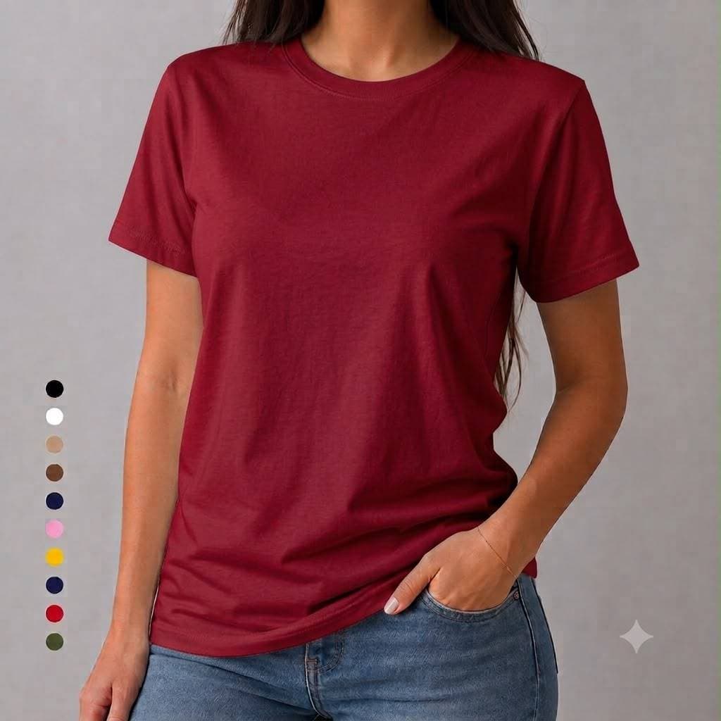 Camiseta Feminina Lisa Tradicional 100% Algodão Casual Excelente Caimento e Qualidade