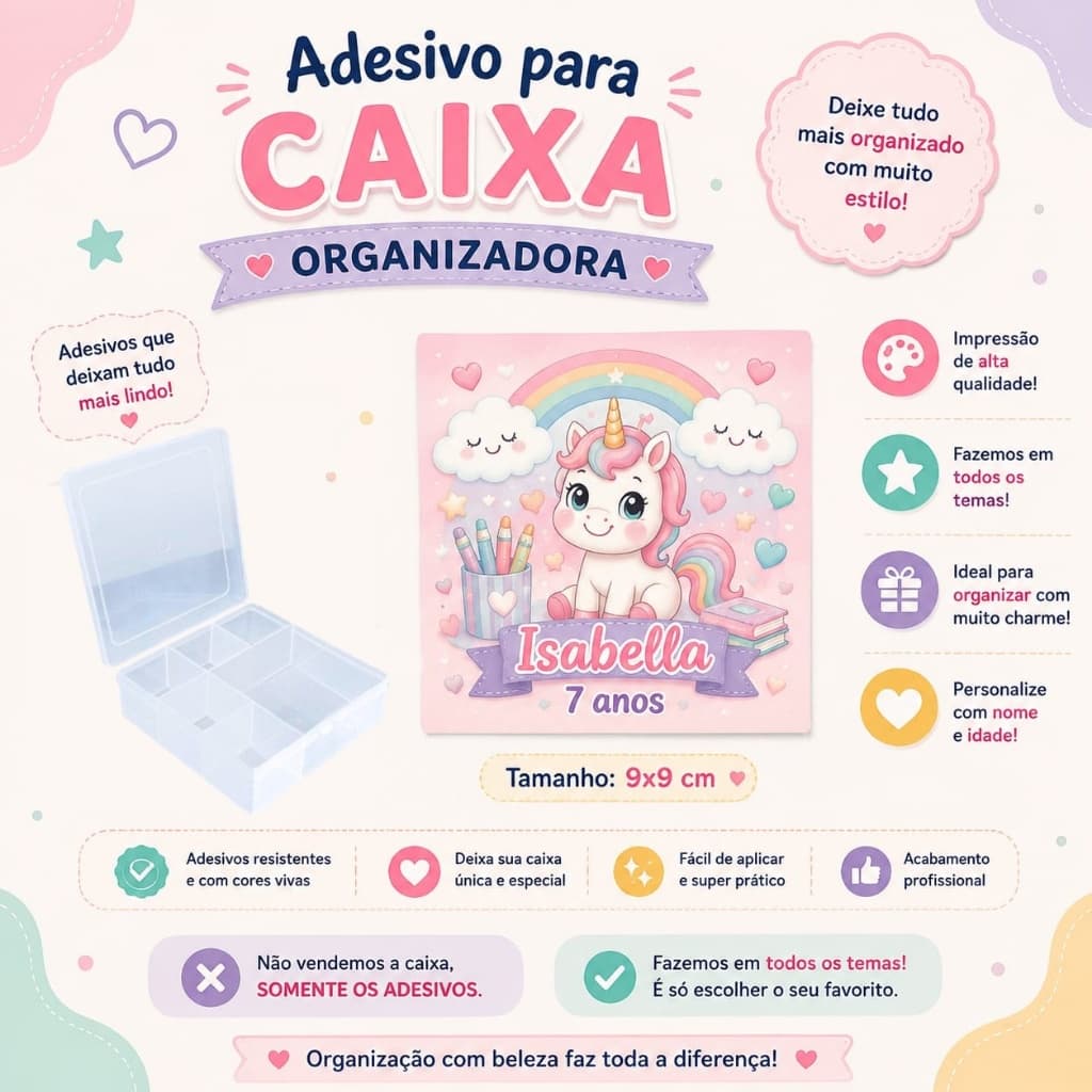 Adesivos para caixa organizadora / divisória