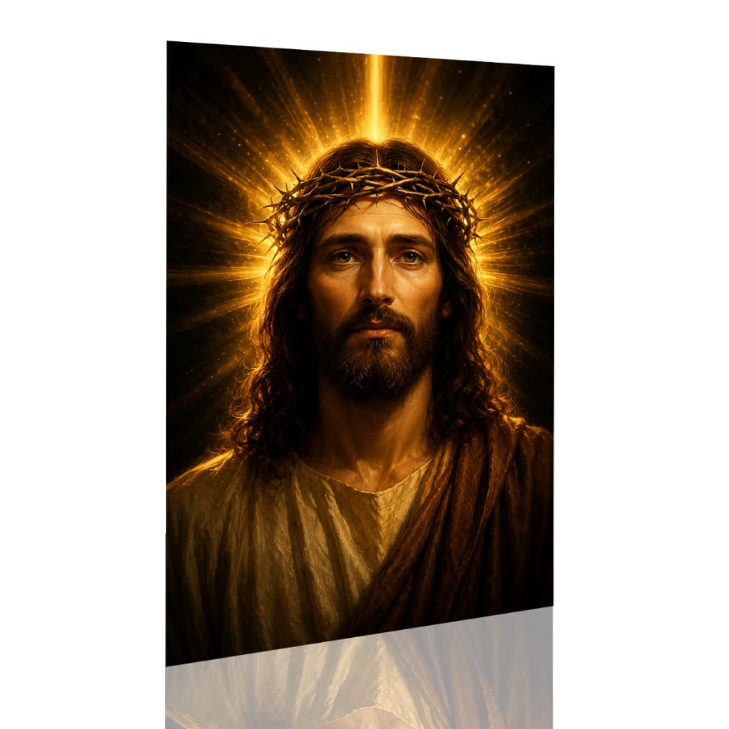 Quadro Decoração Parede Jesus Cristo Luz Divina Religioso Retrato Moderno Vertical