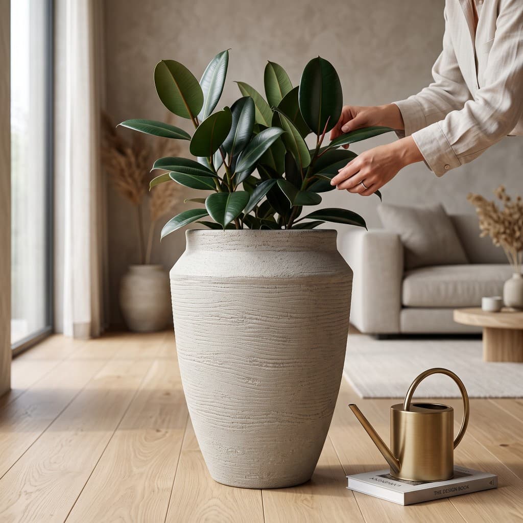 Vaso Para Planta  Grande Natural Decorativo Reciclável em Polietileno Texturada  Tailandes Redonda G