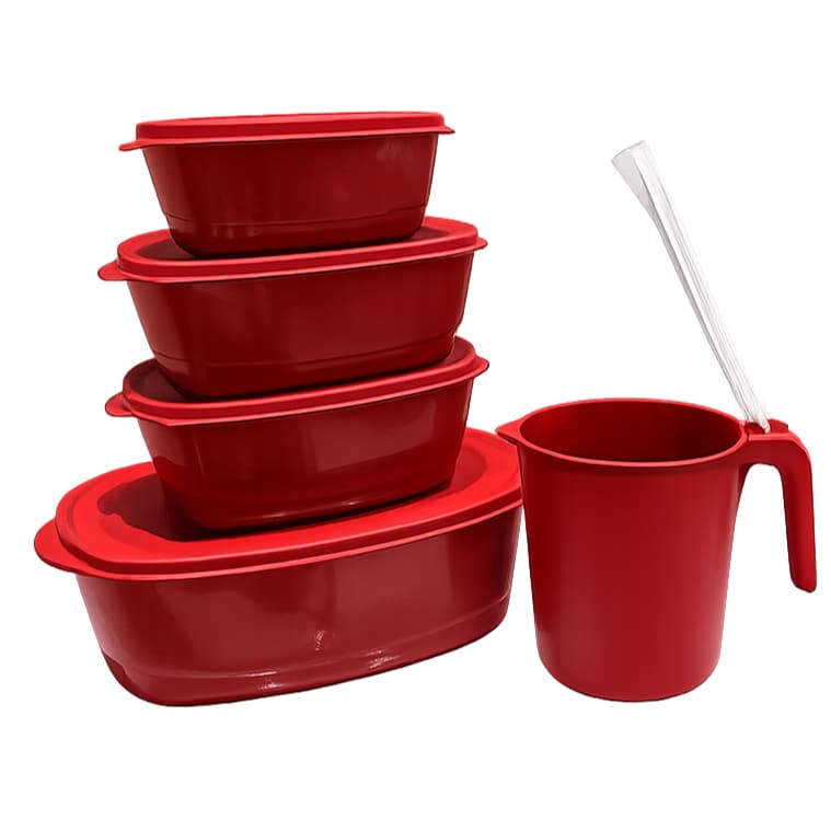 Kit 4 Potes com Tampa + Jarra 1,8L BPA Free para Mantimentos, Freezer e Micro-ondas