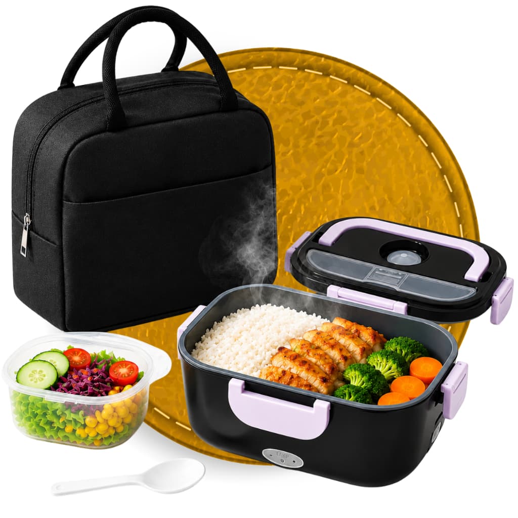 Kit Marmita Lancheira Elétrica Portátil Bivolt 40w C/Bolsa Termica Preta Envio Rapido