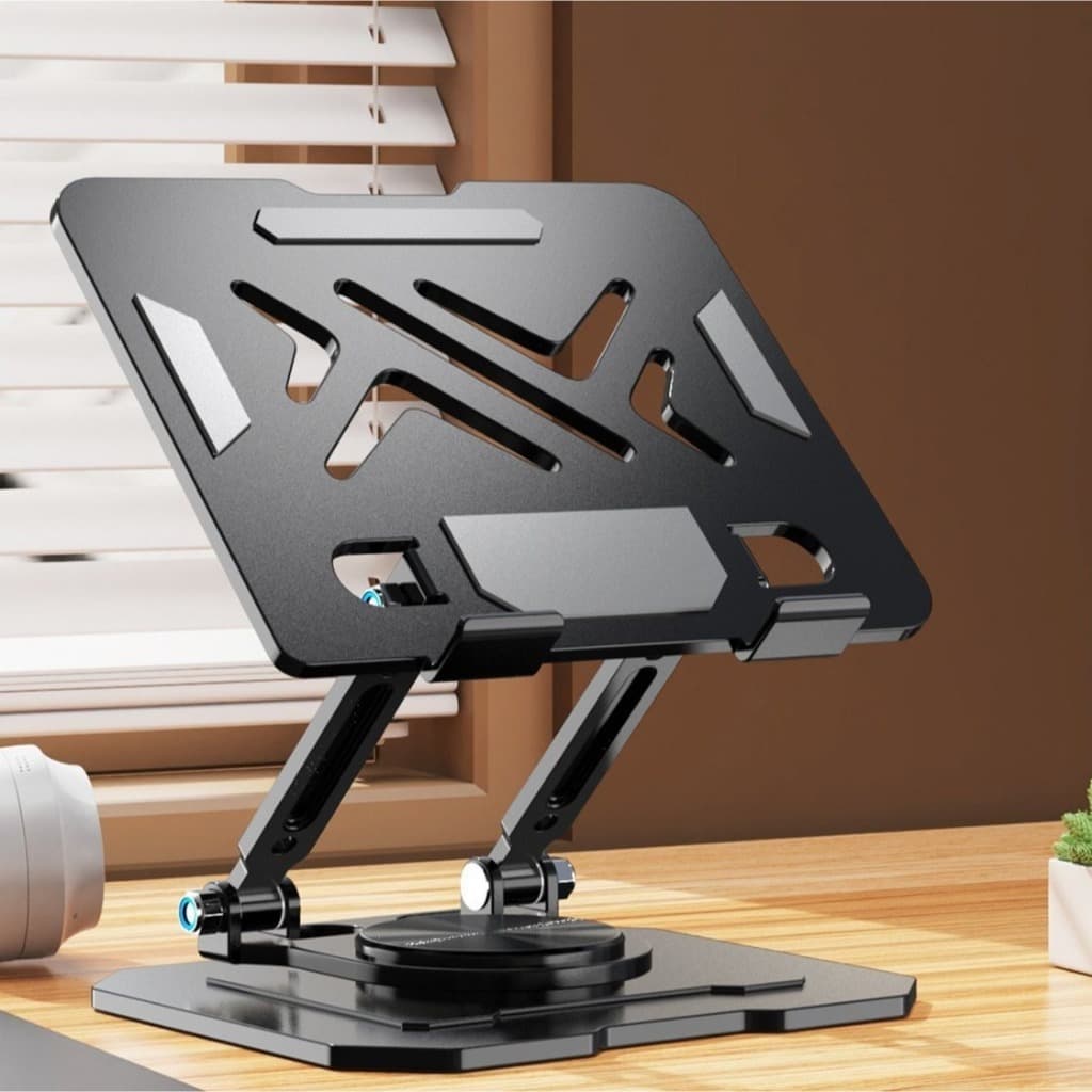 Suporte para laptop ajustável em 360°, suporte metálico dobrável, ideal para trabalhar em casa e estudar no escritório