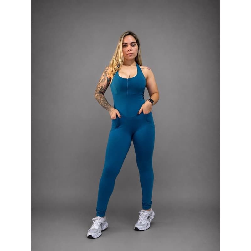 Macacão Fitness Feminino Poliamida Premium Alta Gramatura com Zíper Frontal, Bojo e Bolsos – Zero Transparência | SôFit