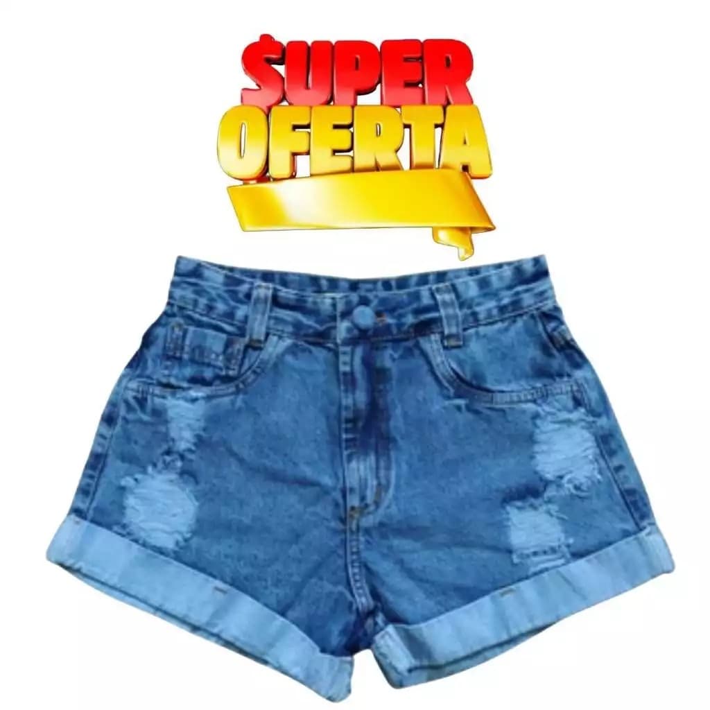 SHORT JEANS FEMININO BÁSICO BERMUDA JEANS FEMININA CINTURA ALTA