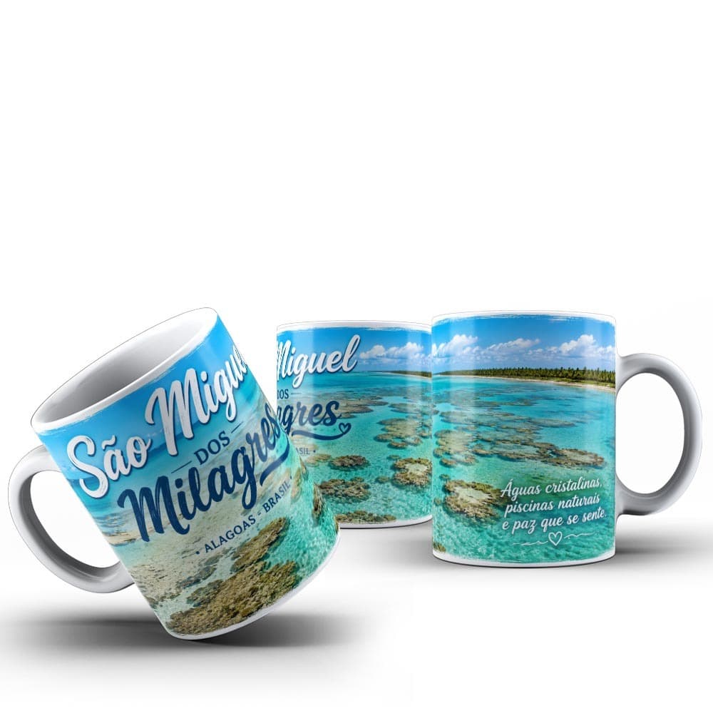 Caneca Xícara São Miguel dos Milagres  | Lembrancinha de Alagoas | Porcelana 325 ml