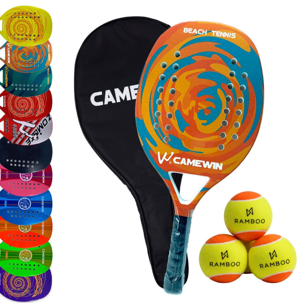 Kit Raquete Beach Tennis Camewin Ultra Leve Nova + 03 bolinhas