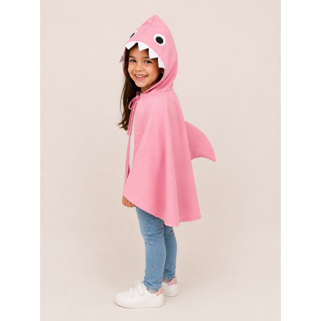 CAPA TUBARÃO ROSA SHARK FANTASIA INFANTIL BABY FESTA CARNAVAL
