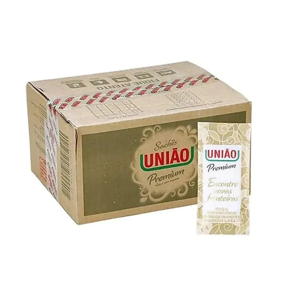 Açúcar Sachê União Premium - C/ 100 200 300 400 unidades - Refinado e Granulado