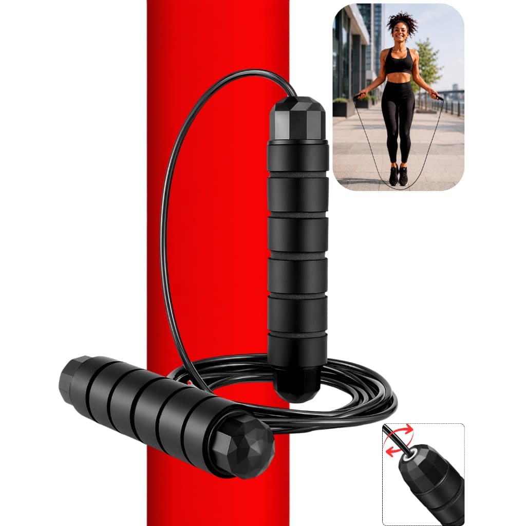 Corda De Pular Speed Profissional Ajustável 2,8m Com Rolamento Duplo Para Crossfit E Treinos Intensos Enelpe