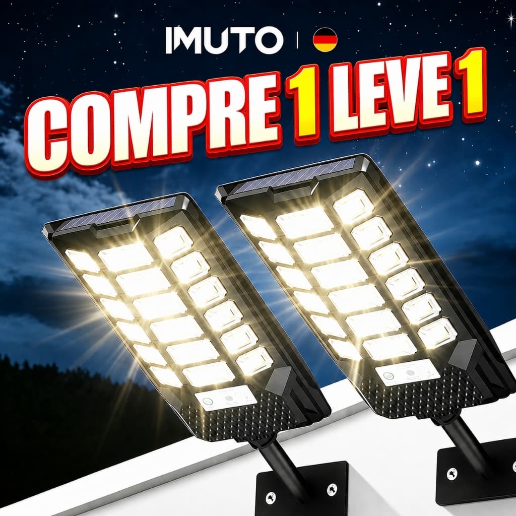 IMUTO Poste Solar LED 120000W Luminária de Rua Super Potente IP66 Sensor de Movimento Luz Externa