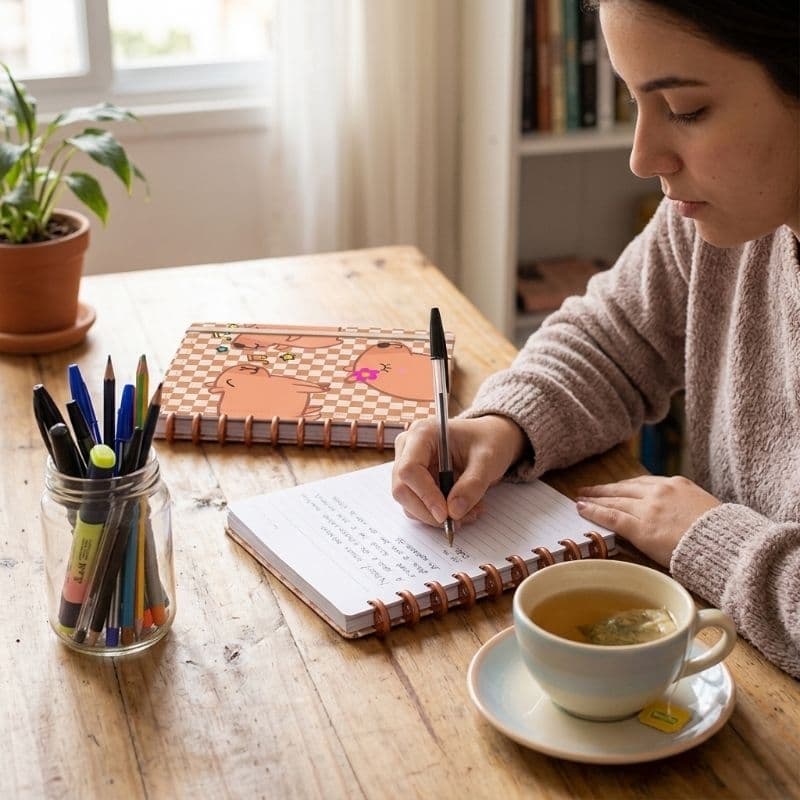 Caderno Capivara Grande Capa Dura Folhas Perfuradas Disco Reposicionavel Organizador