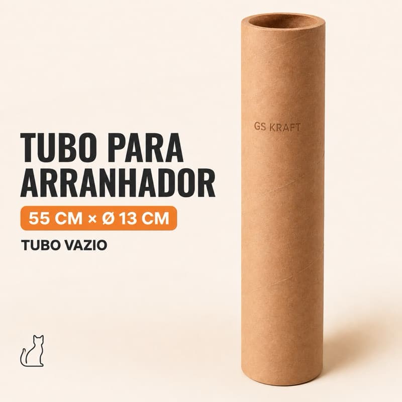 Tubo de Papelão 55x13cm para Arranhador de Gato | Refil Vazio para Sisal e Artesanato