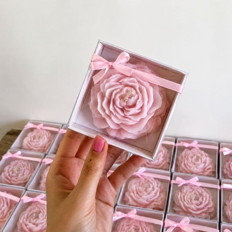 vela flor na caixa acetato personalizado.