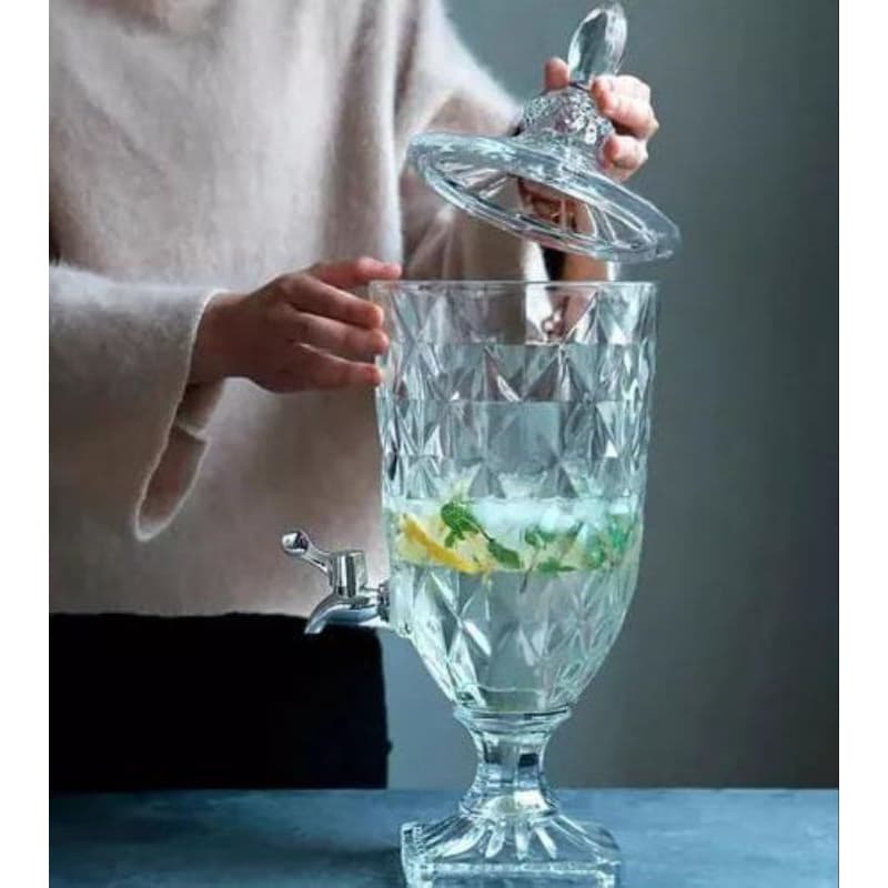 Suqueira Cristal Jarra De Bebidas Suco Aguá Saborizada Diamond Premium 4.5L Acrílico Transparente