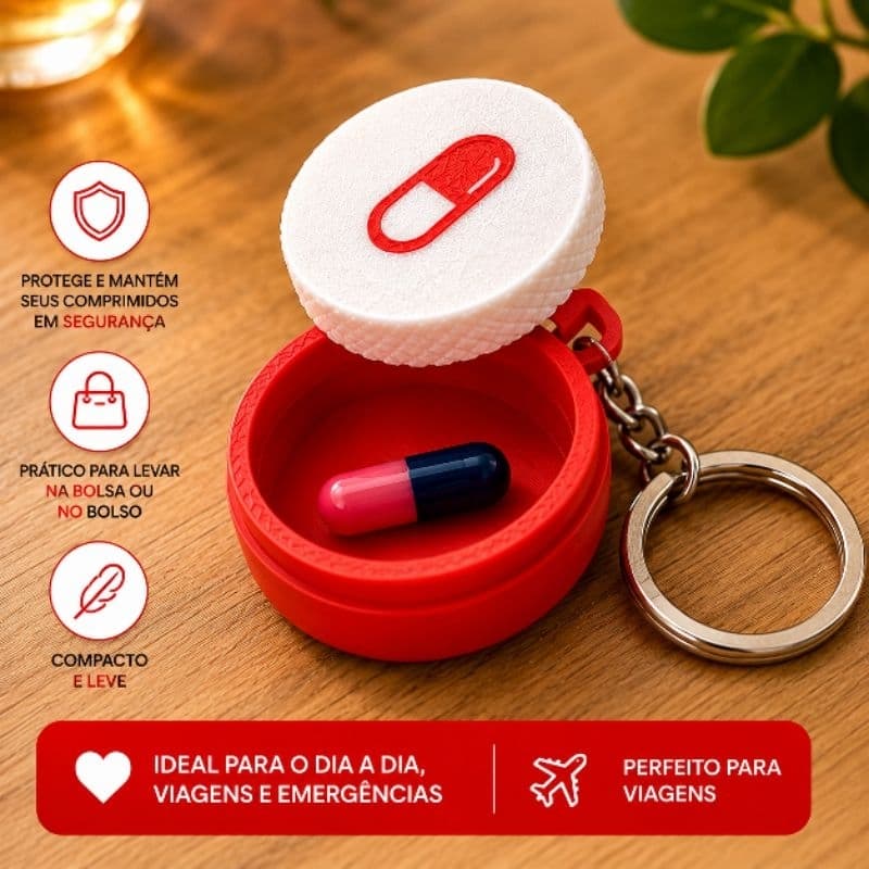 Chaveiro Porta Comprimidos Compacto Porta Medicamento Remédio Bolsa Viagem