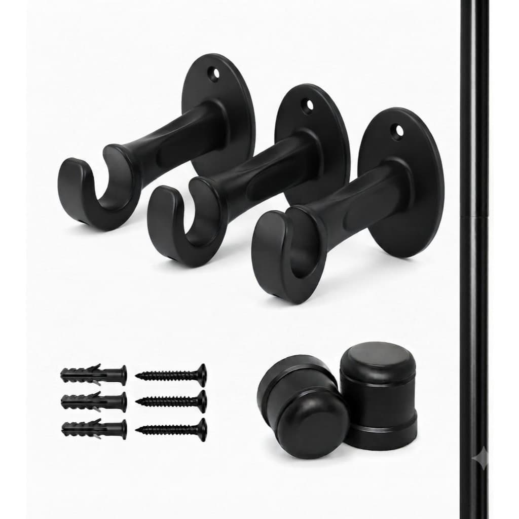 2 Kits Completos Varão Para Cortina 19mm De 1,80mt De ferro.