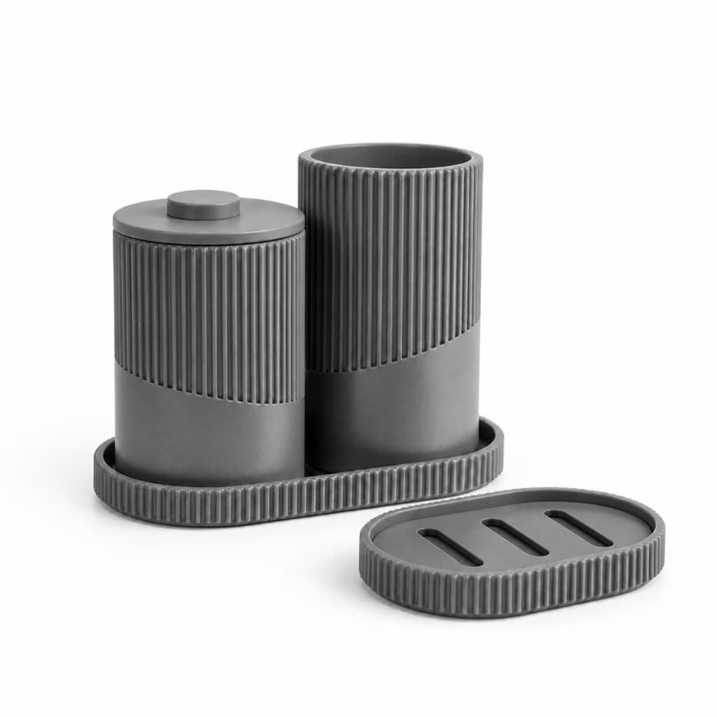 Kit Banheiro 3 Peças Porta Escova de Dente Saboneteira Porta Cotonete Organizador de Banheiro